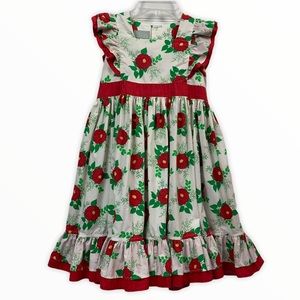 Eleanor Rose Catalina Dress Pockets Ruffle Sleeves Christmas Roses Holiday